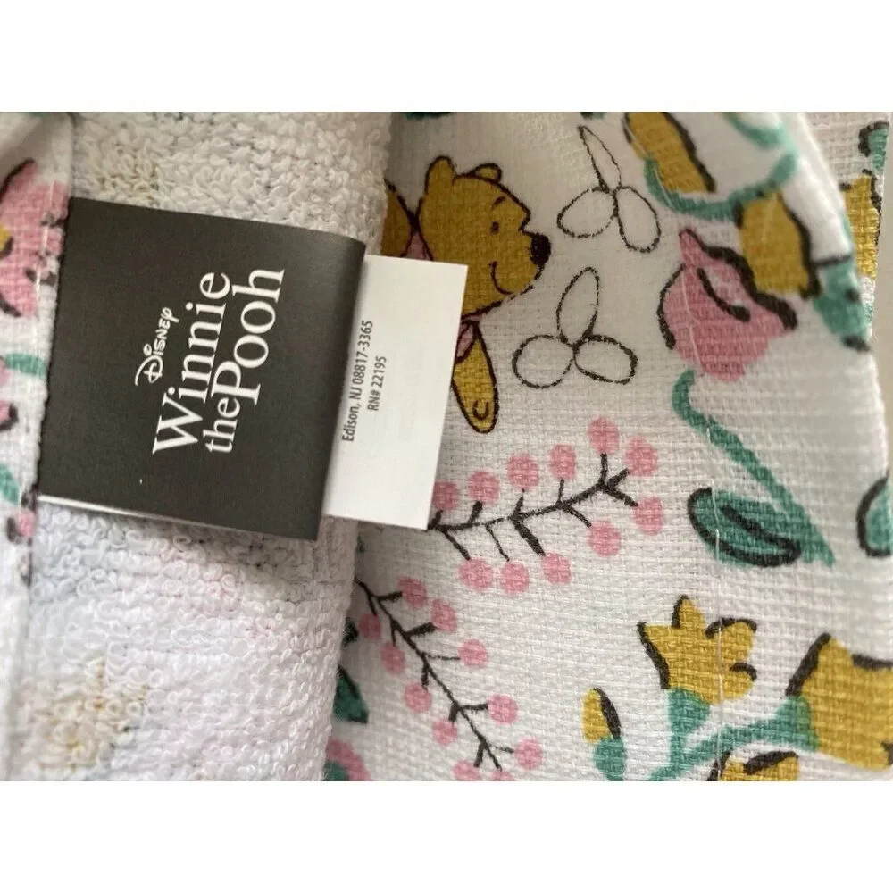 2 Pack Disney Winnie the Pooh Floral Flowers Spring Kitchen‎ Towels 16 X 26” NEW